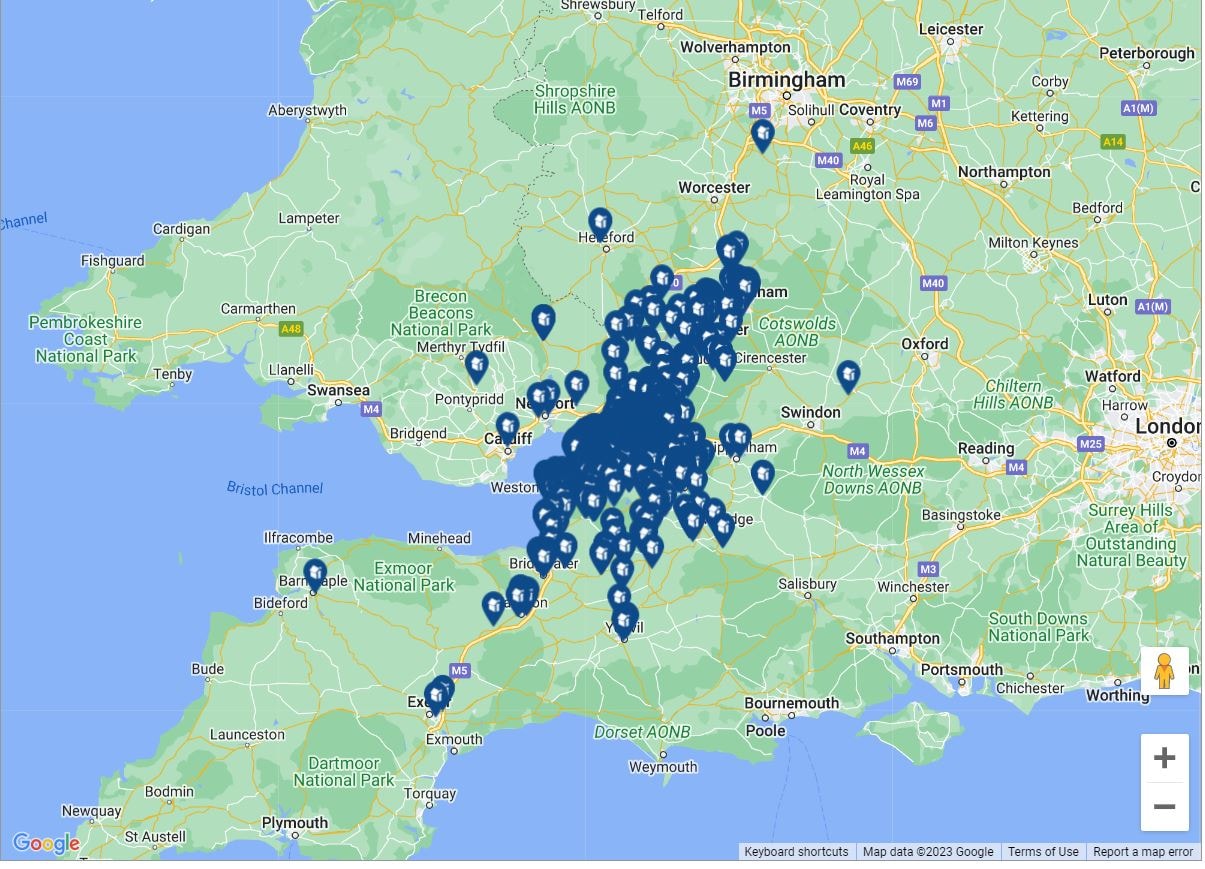 Location of Hollis Morgan Sold Auction Lots 2010 – 2022