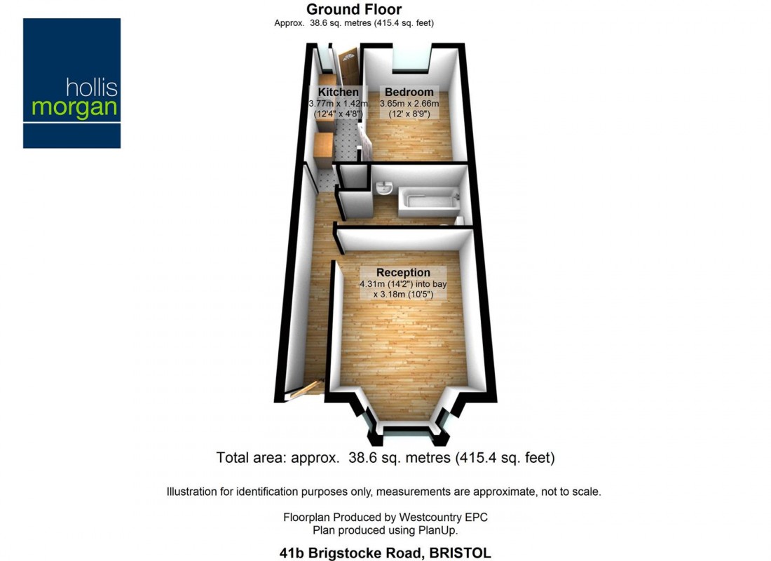 Floorplan for 41b ( Garden Flat ) Brigstocke Road, St. Pauls, Bristol