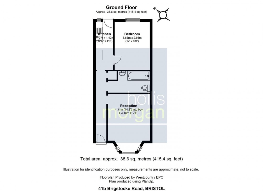 Floorplan for 41b ( Garden Flat ) Brigstocke Road, St. Pauls, Bristol