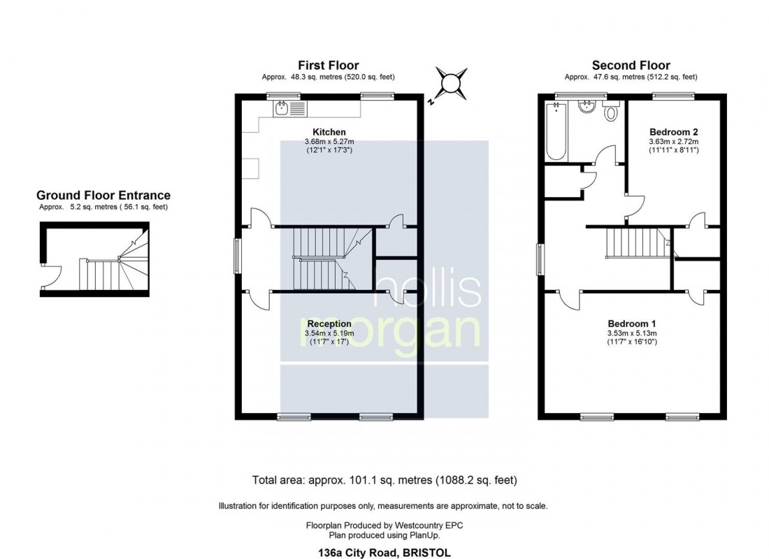 Floorplan for 136A ( 2 Bed Maisonette ) City Road, St. Pauls, Bristol