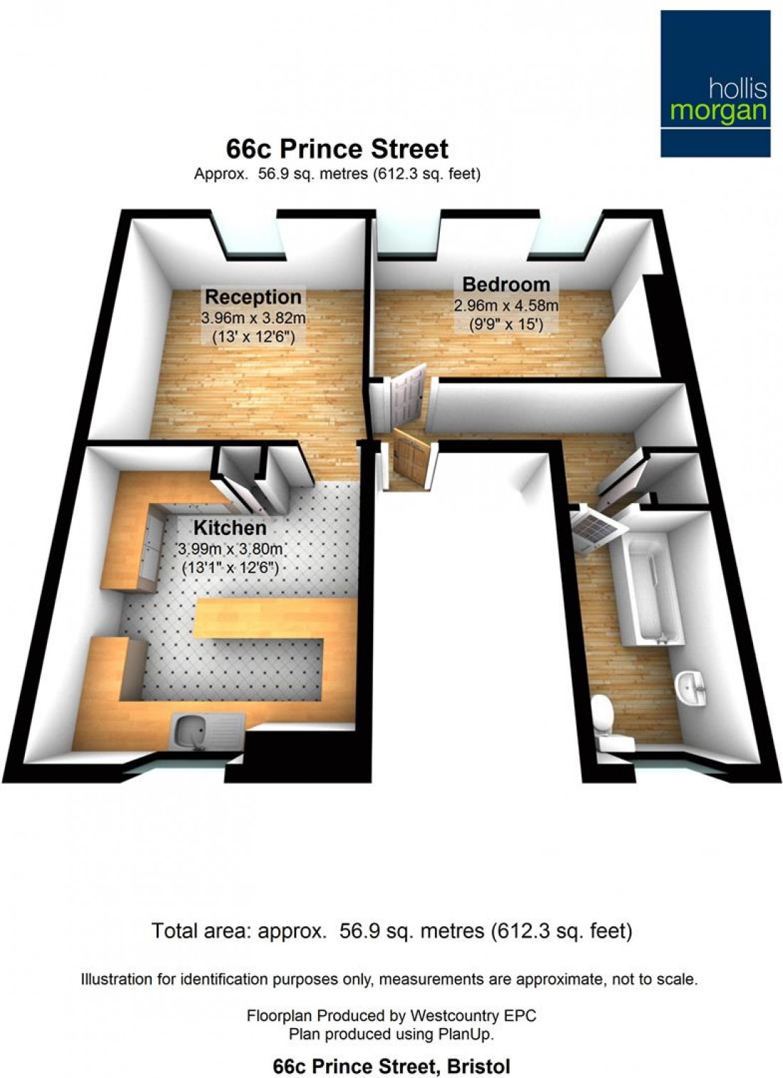 Floorplan for 66c ( 1 Bed Flat ) Prince Street, City Centre, Bristol