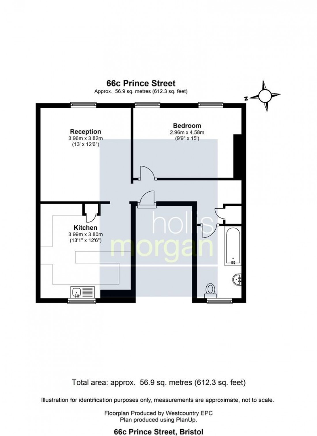 Floorplan for 66c ( 1 Bed Flat ) Prince Street, City Centre, Bristol