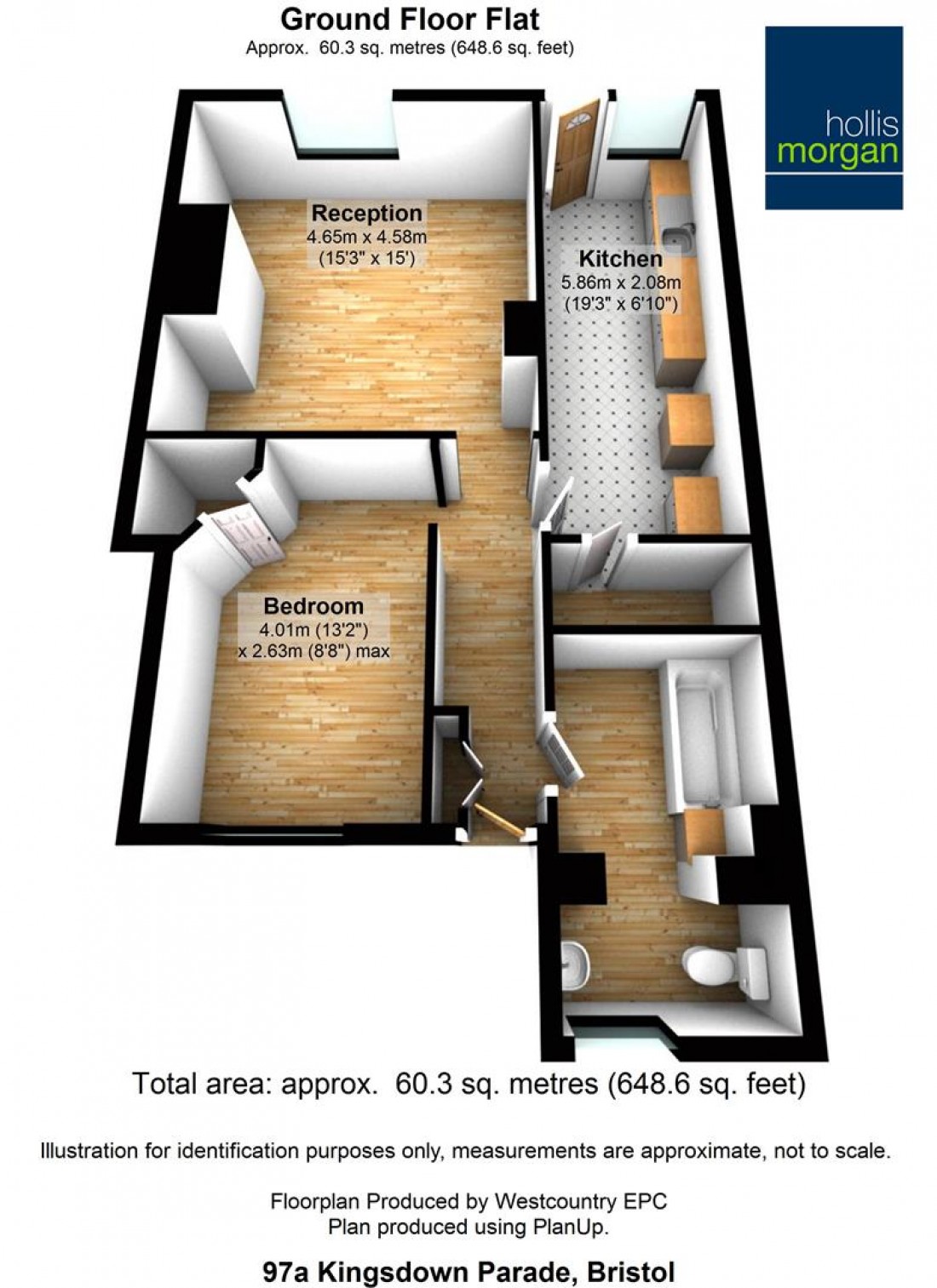 Floorplan for 97 ( Garden Flat ) Kingsdown Parade, Kingsdown, Bristol