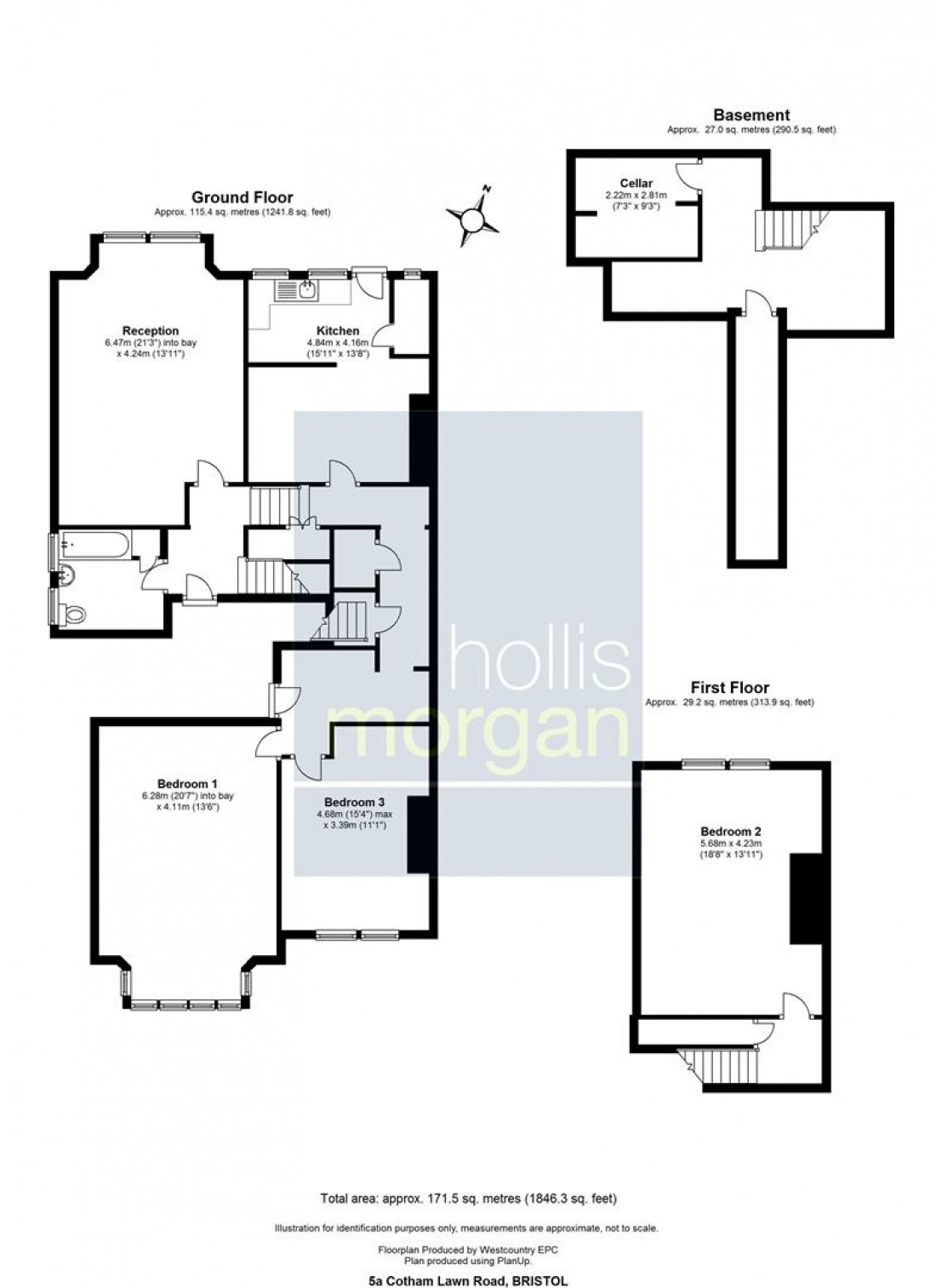 Floorplan for 5a ( Hall Floor Flat ) Cotham Lawn Road, Bristol