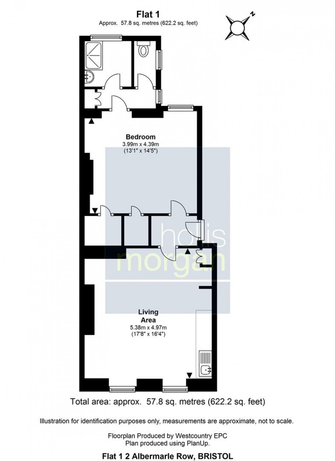Floorplan for Flat 1, 2 Albermarle Row, Hotwells, Bristol