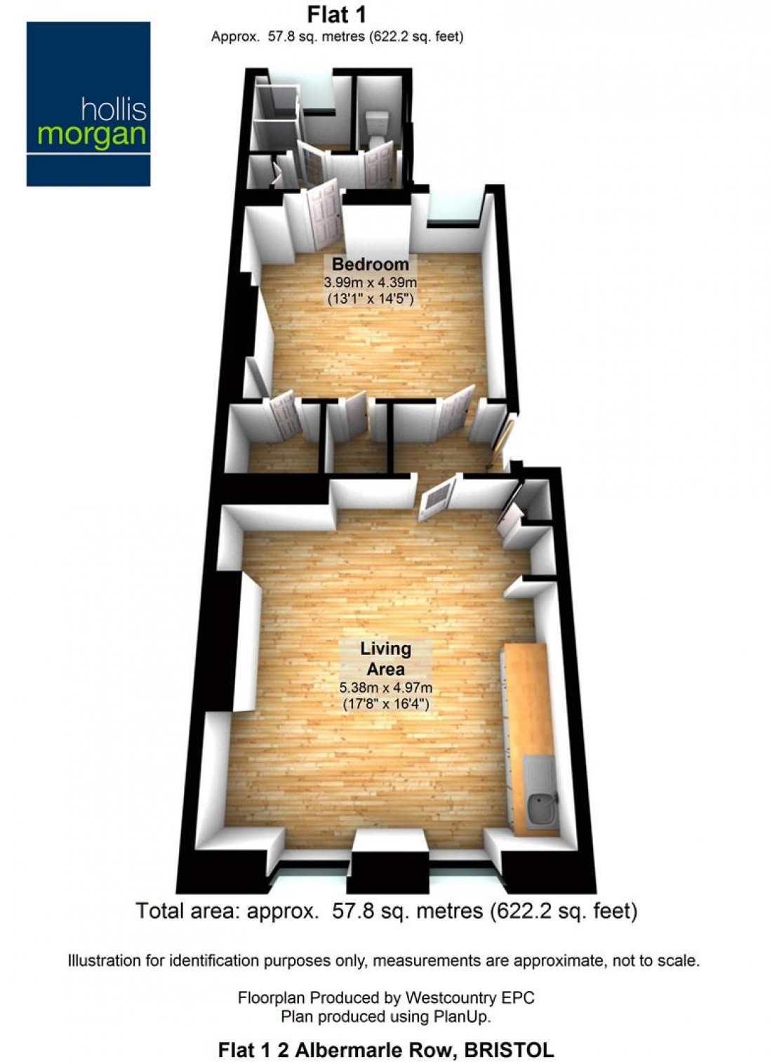 Floorplan for Flat 1, 2 Albermarle Row, Hotwells, Bristol