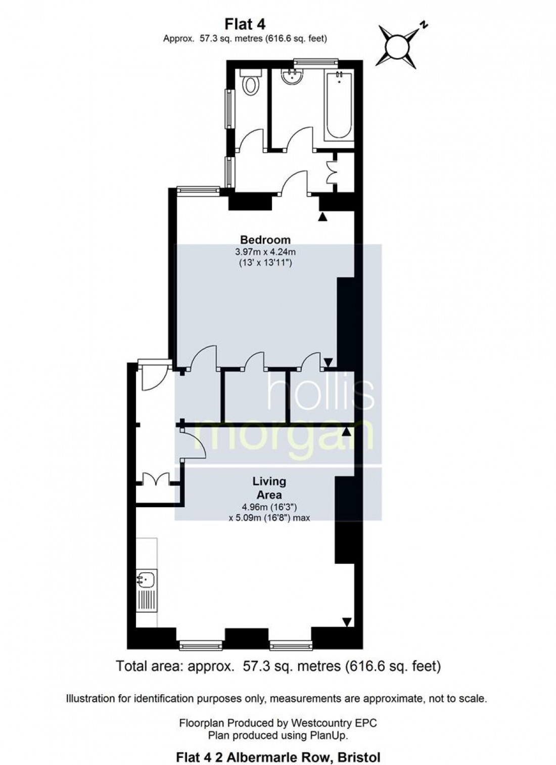 Floorplan for Flat 4, 2 Albermarle Row, Hotwells, Bristol