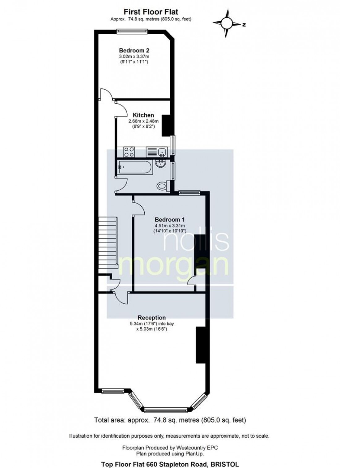 Floorplan for 660a ( First Floor Flat ) Stapleton Road, Bristol