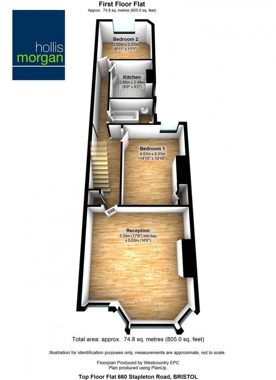 Floorplan for 660a ( First Floor Flat ) Stapleton Road, Bristol