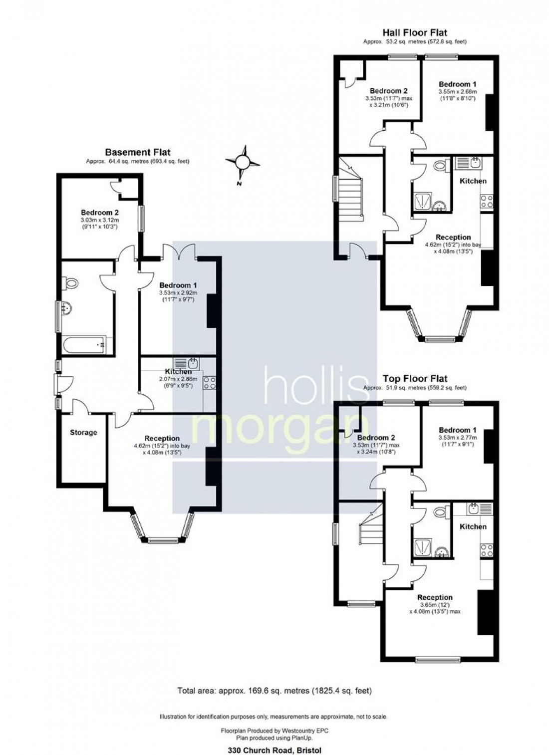 Floorplan for Block of Flats @ 330 Church Road, St. George, Bristol