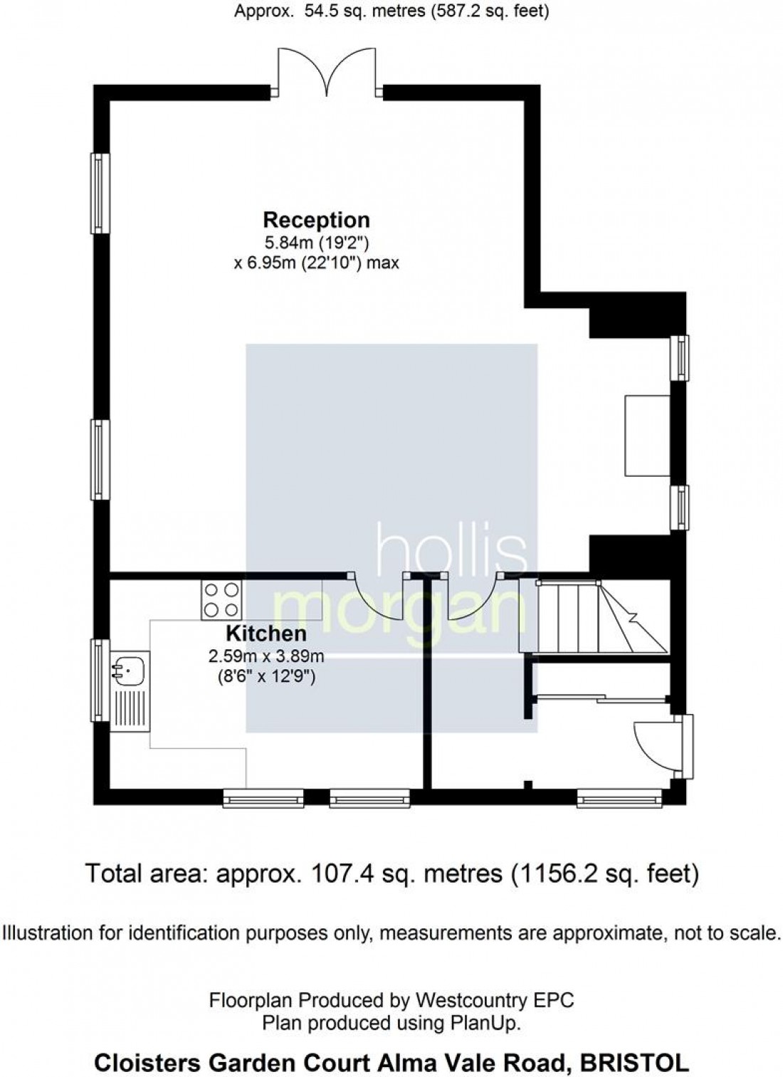 Floorplan for Cloisters, Garden Court, Alma Vale Road, Bristol