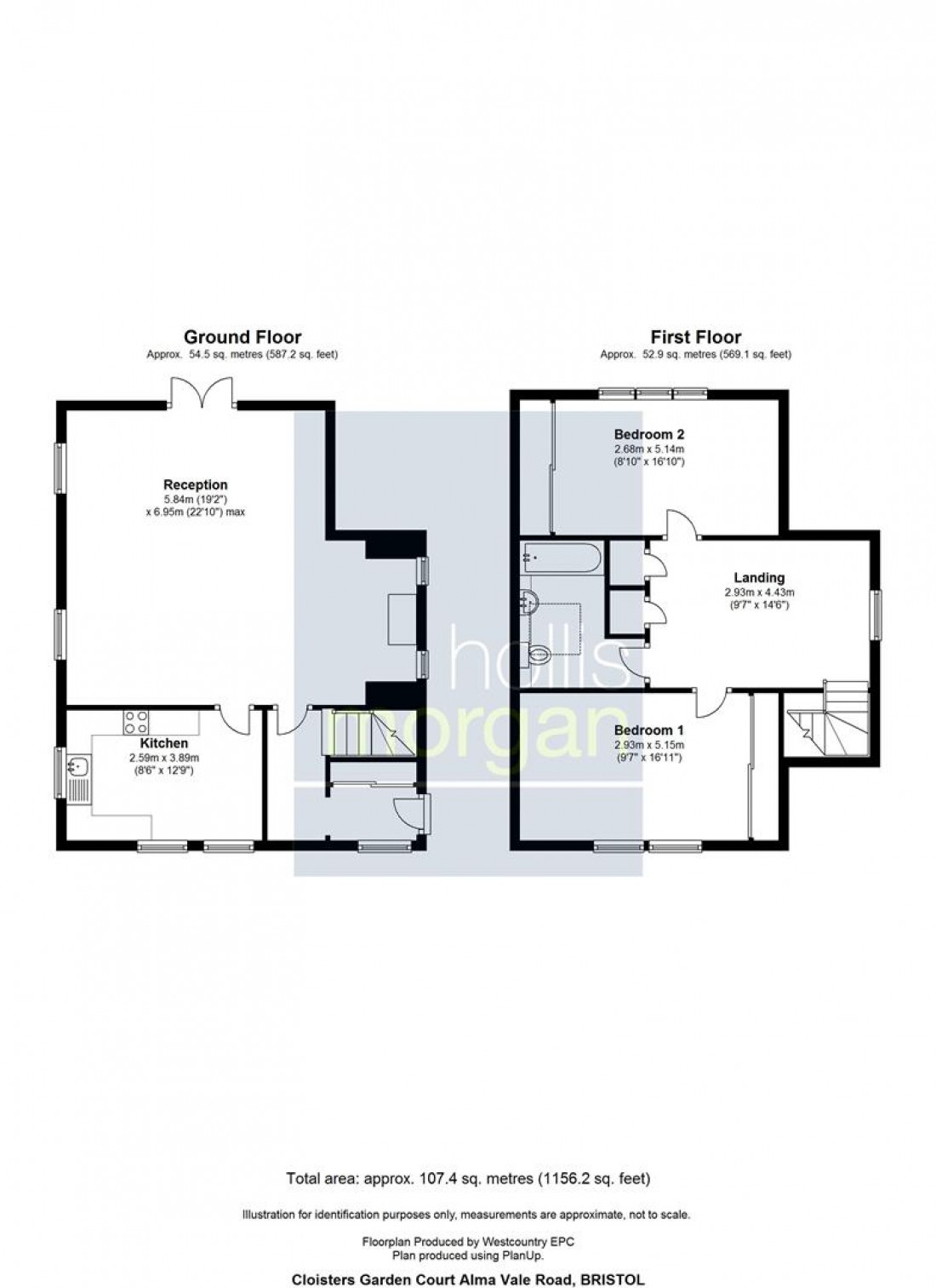 Floorplan for Cloisters, Garden Court, Alma Vale Road, Bristol