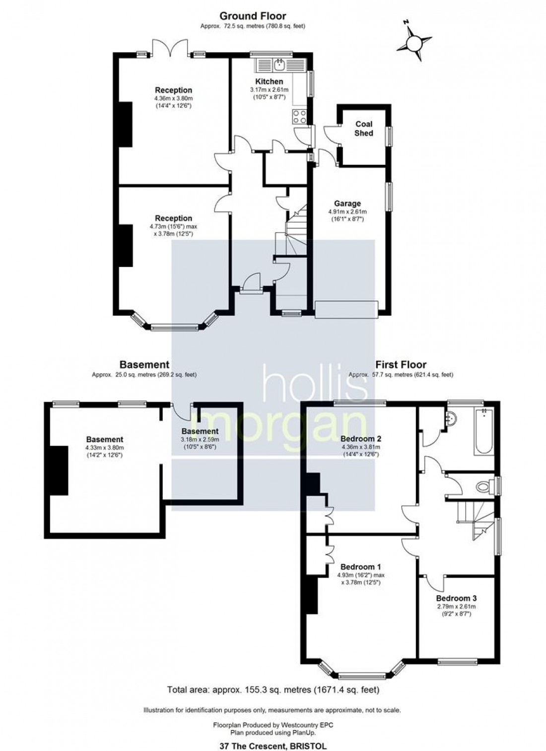 Floorplan for 37 The Crescent, Henleaze, Bristol