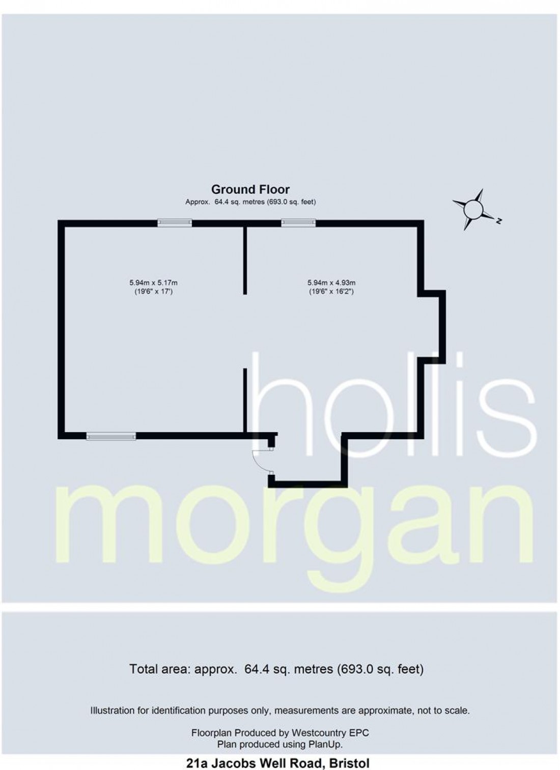 Floorplan for 21a Jacobs Wells Road, Cliftonwood, Bristol