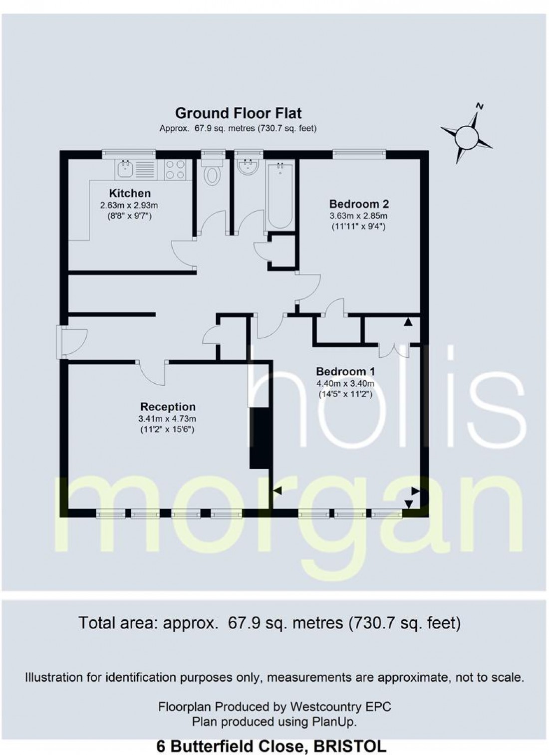 Floorplan for 2 Bed Flat @ Butterfield Close