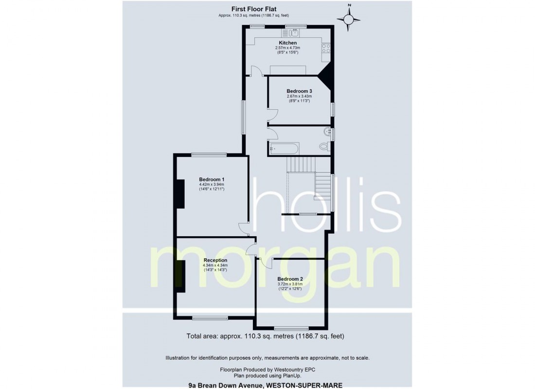 Floorplan for Huge First Floor Flat with Garden and Double Garage