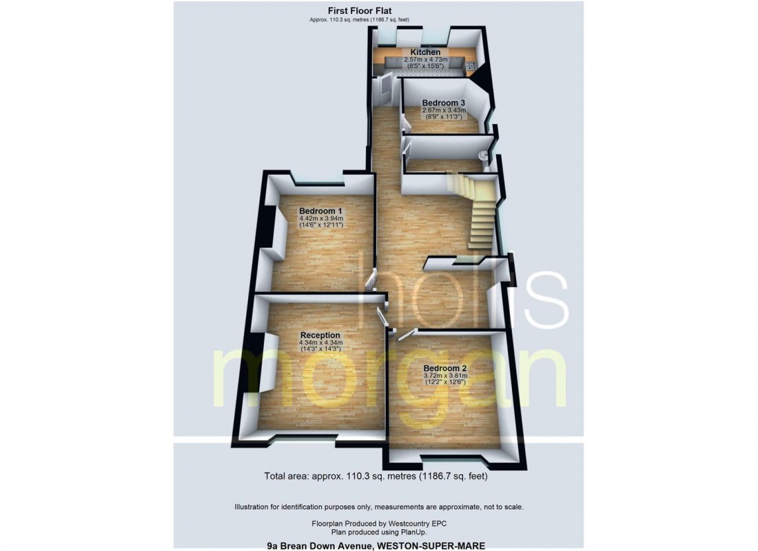 Floorplan for Huge First Floor Flat with Garden and Double Garage