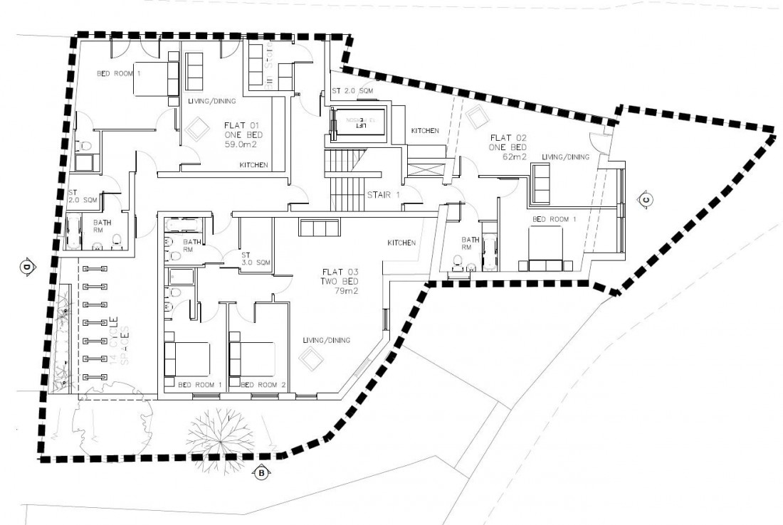 Floorplan for Planning Granted for 9 Flats @ East Street