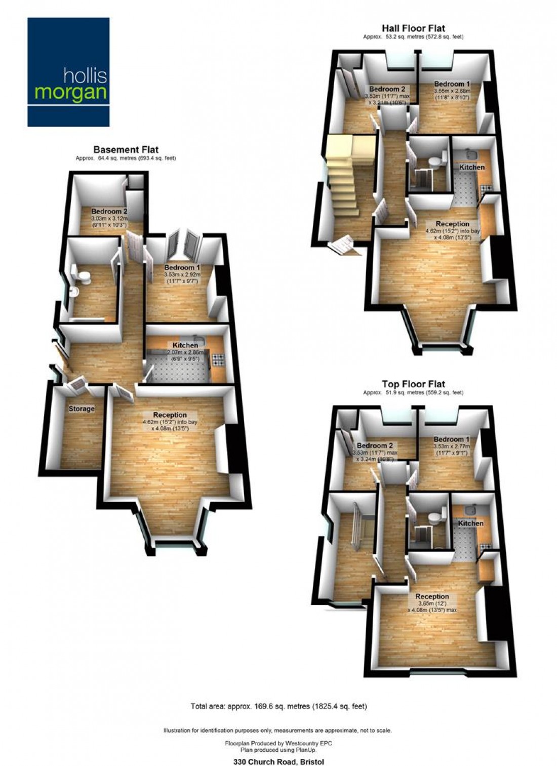 Floorplan for Block of Flats @ 330 Church Road, St. George, Bristol