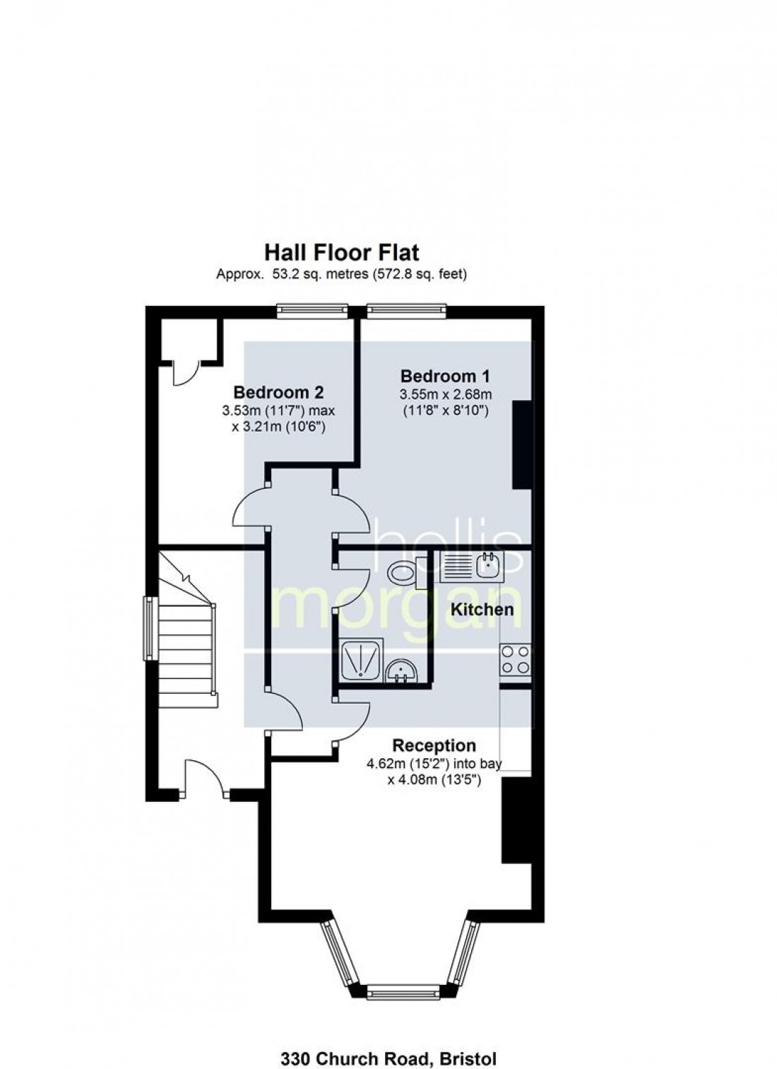 Floorplan for Block of Flats @ 330 Church Road, St. George, Bristol