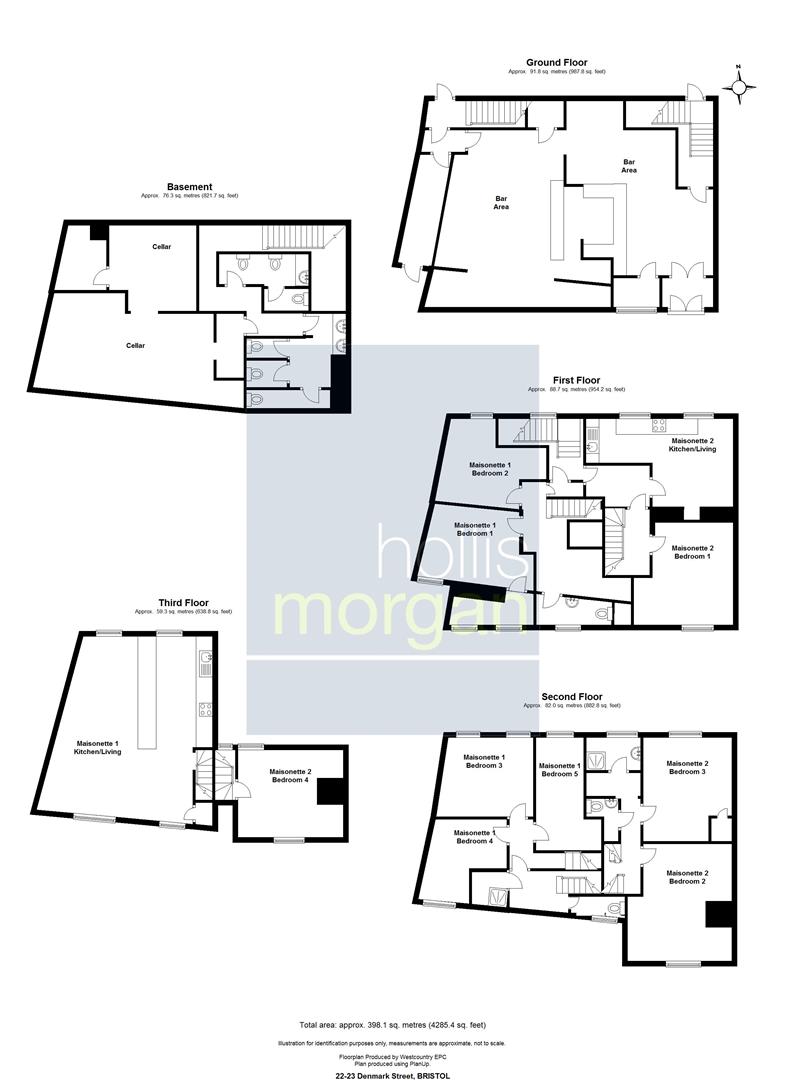 Floorplans For 22 / 22a and 23, Denmark Street, City Centre, Bristol