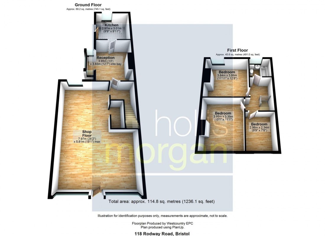 Floorplan for MIXED USE - SHOP + 3 BED FLAT + GARAGE