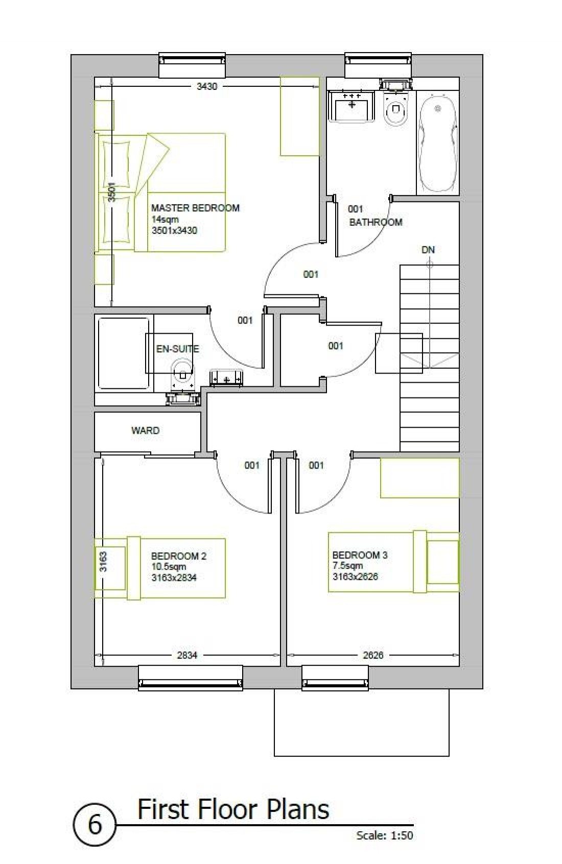 Floorplan for PLANNING GRANTED - 3 X 3 BED HOUSES