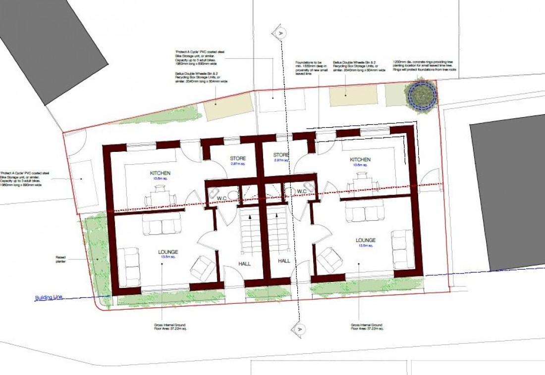 Floorplan for PP GRANTED  - 2X 2 BED COTTAGES - GDV £700k