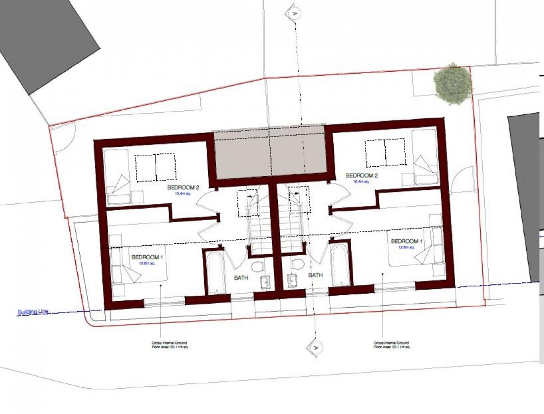 Floorplan for PP GRANTED  - 2X 2 BED COTTAGES - GDV £700k