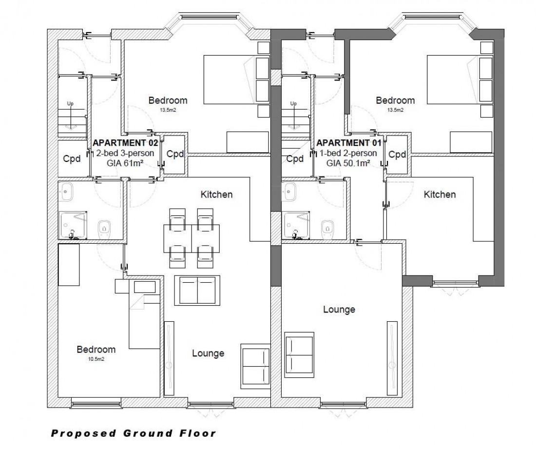 Floorplan for PLANNING GRANTED - 4 FLATS - GDV £800K