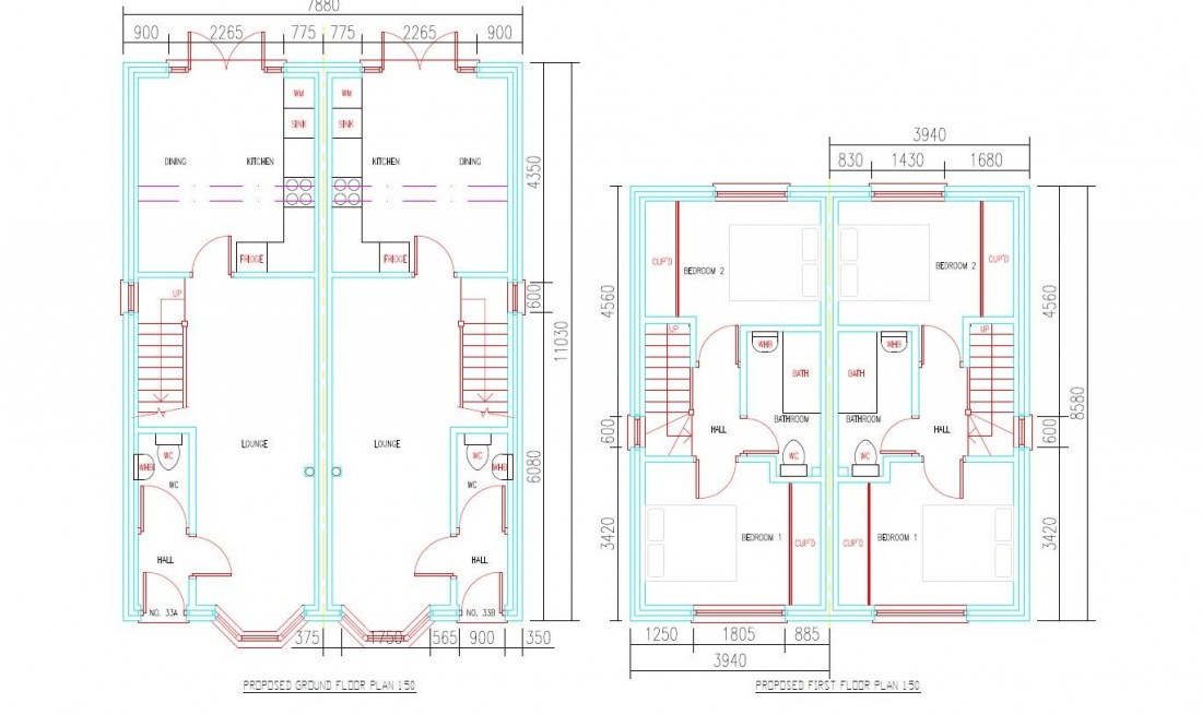 Floorplan for PLANNING GRANTED - 2 X 2 BED HOUSES