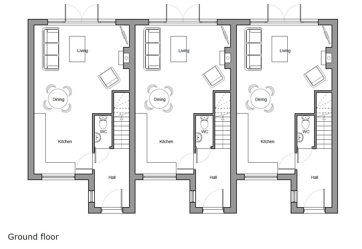 Floorplans For PLANNING GRATED - 3 TOWNHOUSES