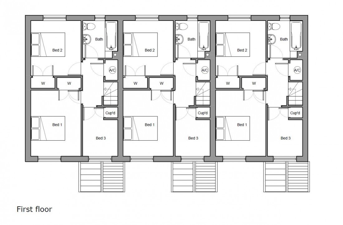 Floorplan for PLANNING GRATED - 3 TOWNHOUSES