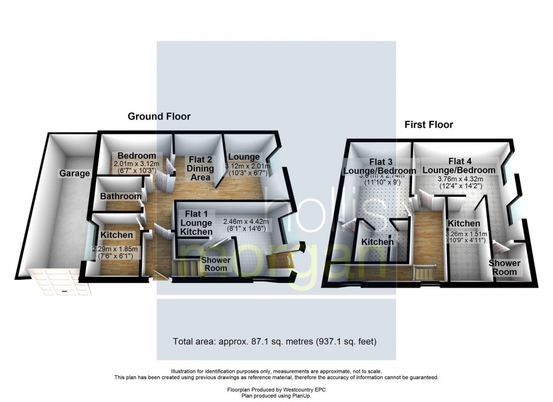 Floorplan for BLOCK OF 4 FLATS - ST GEORGE