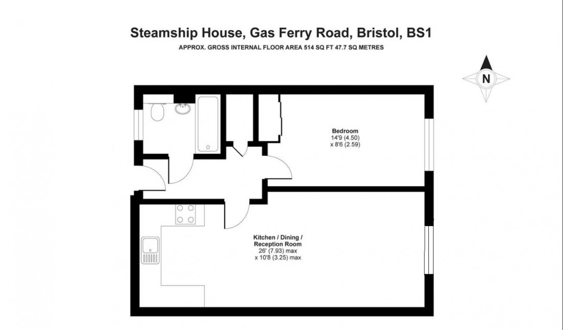 Floorplan for MODERN 1 BED - REDUCED PRICE FOR AUCTION