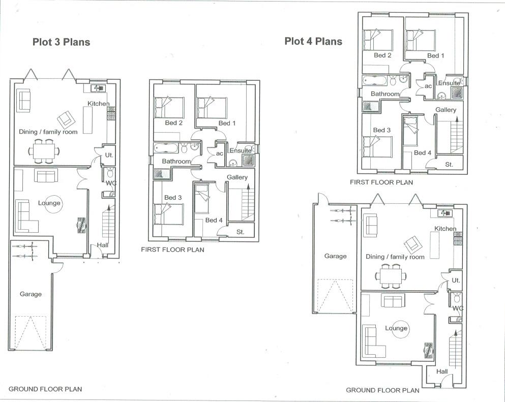 Floorplans For PLANNING GRANTED - 4 DETACHED HOUSES