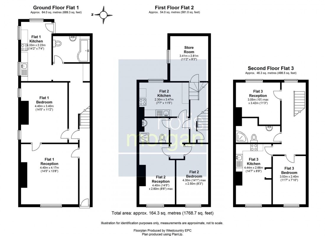 Floorplan for BLOCK OF 3 FLATS - W S M