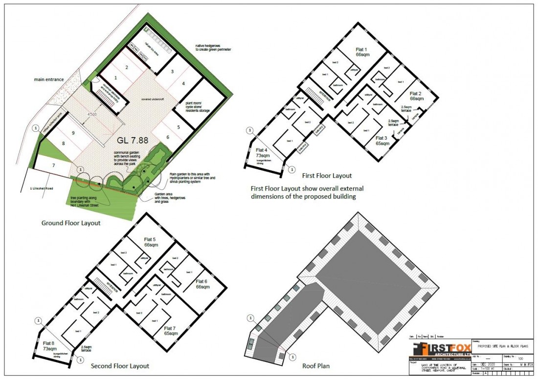 Floorplan for CORNER PLOT - PLANNING 8 FLATS WITH PARKING