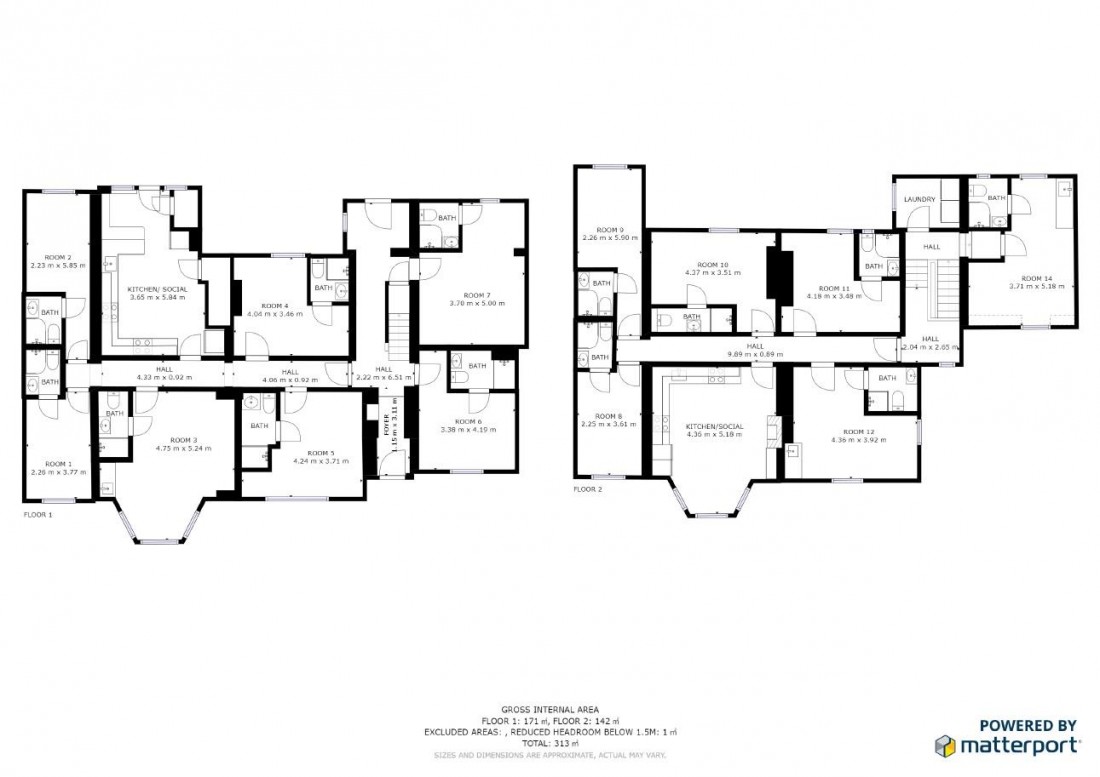 Floorplan for 13 BED HMO - £112k pa