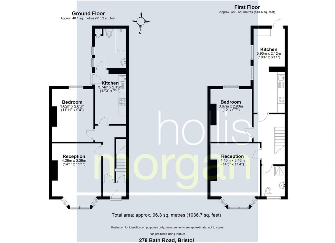 Floorplan for 2 X 1 BED FLATS | BS4