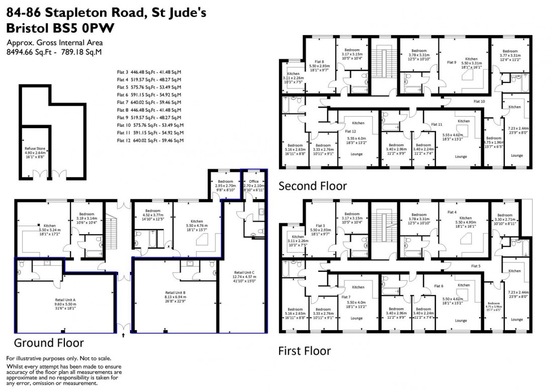 Floorplan for BLOCK OF 12 x FLATS | BS5