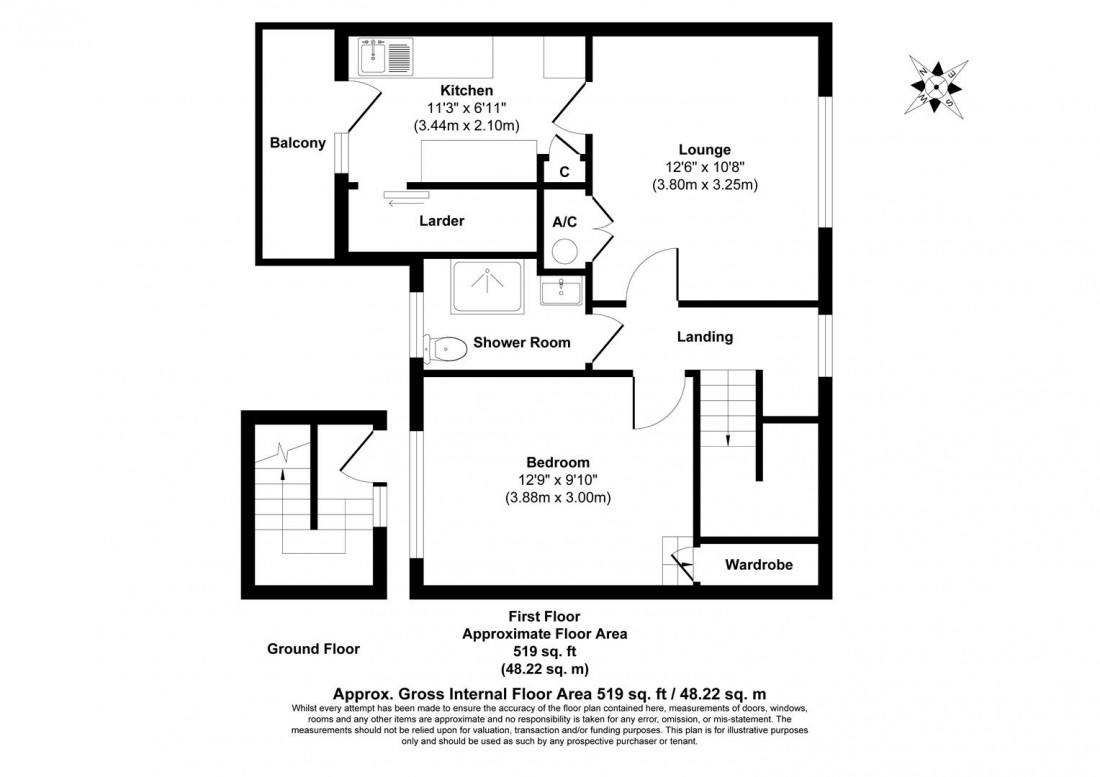 Floorplan for FIRST FLOOR FLAT | TAVISTOCK